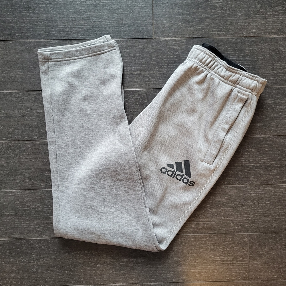 Adidas Men Climawarm Gray Fleece Pocket Zip Pants Jogger